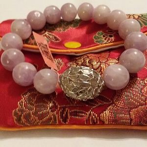 KUNZITE BEAD/POLKI DIAMONDS BRACELET, 7.25"